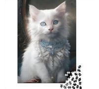 500 Pieces Puzzles for Adults Fluffy White Kitten 06 Jigsaw Puzzles for Adults Woodenboard Puzzles Difficult And Challenge 500pcs (52x38cm)