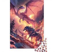 500 Pieces Puzzles for Adults 'Flying Dragon Flaming Wolf Jigsaw Puzzles for Adults Woodenboard Puzzles Difficult And Challenge 500pcs (52x38cm)