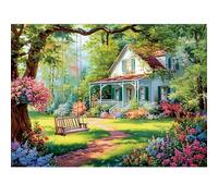 500 Pieces Puzzles for Adults, Garden Cottage Country Puzzle for Teens Adults Seniors, Charming Swing Jigsaw Puzzle 500 Pieces,House Flower Puzzle with Letters on Back,Challenging Game Gifts,20.5x15in