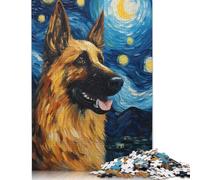 500 Pieces Puzzles for Adults German Shepherd Van Gogh Jigsaw Puzzles for Adults And Wooden Puzzles Home Decoration 500pcs (52x38cm)