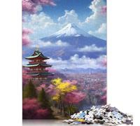 500 Pieces Puzzles for Adults Majestic Fuji Painting Square Puzzle for Adults & Wooden Puzzles Home Decor 500pcs (52x38cm)
