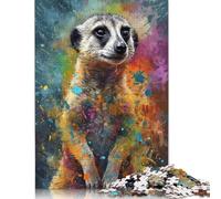 500 Pieces Puzzles for Adults Meerkat Painting Creative Square Jigsaw Puzzles for Adults, Wooden Puzzles Home Decoration Jigsaw Puzzles 500pcs (52x38cm)