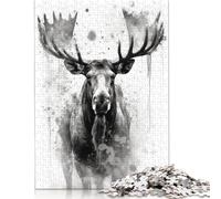 500 Pieces Puzzles for Adults 'Moose Beauty Watercolor Square Puzzle for Adults & Wooden Puzzles Home Decor 500pcs (52x38cm)