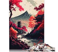 500 Pieces Puzzles for Adults Mount Fuji Painting Creative Square Jigsaw Puzzles for Adults, Wooden Puzzles Home Decoration Jigsaw Puzzles 500pcs (52x38cm)