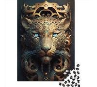 500 Pieces Puzzles for Adults Mystical Cosmic Leopard Creative Square Jigsaw Puzzles for Adults, Wooden Puzzles Home Decoration Jigsaw Puzzles 500pcs (52x38cm)