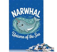 500 Pieces Puzzles for Adults Narwhal Unicorn Of The Sea Creative Square Jigsaw Puzzles for Adults, Wooden Puzzles Home Decoration Jigsaw Puzzles 500pcs (52x38cm)