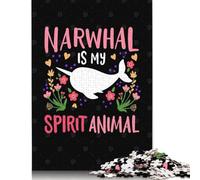 500 Pieces Puzzles for Adults Narwhal Whales Biologist Square Puzzle for Adults & Wooden Puzzles Home Decor 500pcs (52x38cm)