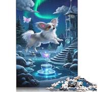 500 Pieces Puzzles for Adults Papillon Puppy Creative Square Jigsaw Puzzles for Adults, Wooden Puzzles Home Decoration Jigsaw Puzzles 500pcs (52x38cm)