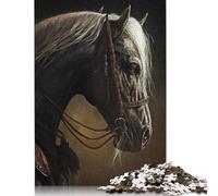500 Pieces Puzzles for Adults Red Eyed Horse Portrait Creative Square Jigsaw Puzzles for Adults, Wooden Puzzles Home Decoration Jigsaw Puzzles 500pcs (52x38cm)