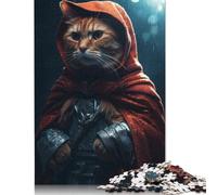 500 Pieces Puzzles for Adults Red Riding Hood Tabby Cat Square Puzzle for Adults & Wooden Puzzles Home Decor 500pcs (52x38cm)