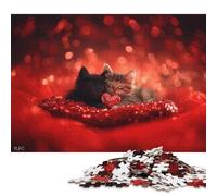 500 Pieces Puzzles for Adults Sleeping Kittens with Heart Jigsaw Puzzles for Adults And Wooden Puzzles Home Decoration 500pcs (52x38cm)