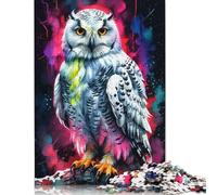 500 Pieces Puzzles for Adults Snowy Owl Watercolor Art Square Puzzle for Adults & Wooden Puzzles Home Decor 500pcs (52x38cm)