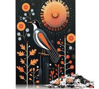 500 Pieces Puzzles for Adults Stylized Bird Dark Floral Jigsaw Puzzles for Adults And Wooden Puzzles Home Decoration 500pcs (52x38cm)
