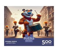 500 Pieces Puzzles for Adults Tiger Drumming Square Puzzle for Adults & Wooden Puzzles Home Decor 500pcs (52x38cm)