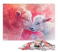 500 Pieces Puzzles for Adults Two Lambs in Pink Watercolor Square Puzzle for Adults & Wooden Puzzles Home Decor 500pcs (52x38cm)