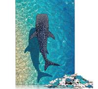 500 Pieces Puzzles for Adults Whale Shark Stained Glassed Square Puzzle for Adults & Wooden Puzzles Home Decor 500pcs (52x38cm)