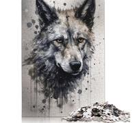 500 Pieces Puzzles for Adults 'Wolf Beauty Black Ink Jigsaw Puzzles for Adults And Wooden Puzzles Home Decoration 500pcs (52x38cm)