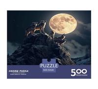 500 Pieces Puzzles for Adults Wolf Howling Square Puzzle for Adults & Wooden Puzzles Home Decor 500pcs (52x38cm)