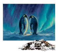 500 Pieces Puzzles for AdultsAnimal Penguin,Blue Aurora Suitable for people aged 14 and above Home Decoration game Gift of works of art.size:14.9x20.4 inch