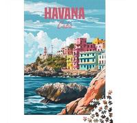 500 Pieces Puzzles Havana Cuba Jigsaw Puzzles for Adults Woodenboard Puzzles Home Decoration Puzzle Toys 500pcs (52x38cm)