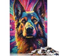500 Pieces Puzzles Jigsaw Adults Puzzle Standard Jigsaw Colorful Psychedelic German Shepherd Dog5555 Jigsaw Family Decoration Educational Toy Game 500pcs (52x38cm)