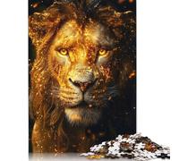500 Pieces Puzzles Jigsaw Adults Puzzle Standard Jigsaw Fiery Lion Portrait Animal Jigsaw Family Decoration Educational Toy Game 500pcs (52x38cm)