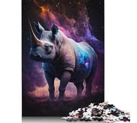 500 Pieces Puzzles Jigsaw Adults Puzzle Standard Jigsaw Galaxy Animal Rhino Jigsaw Family Decoration Educational Toy Game 500pcs (52x38cm)