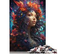 500 Pieces Puzzles Jigsaw Adults Puzzle Standard Jigsaw Psychedelic And Happy Woman Jigsaw Family Decoration Educational Toy Game 500pcs (52x38cm)