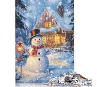 500 Pieces Puzzles Snowman by Cozy Cottage Jigsaw Puzzles for Adults Woodenboard Puzzles Home Decoration Puzzle Toys 500pcs (52x38cm)