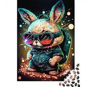 500 Pieces Rabbit Neon Creative Square Jigsaw Puzzles for Adults And Wooden Puzzles Challenging Game 500pcs (52x38cm)