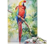 500 Pieces Rainbow Macaw Watercolor for Adults Difficult Jigsaw Puzzles Wooden Puzzle for Adults And Teenager Jigsaw Puzzles for Adult 500pcs (52x38cm)