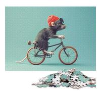 500 Pieces Rat Hipster Creative Square Jigsaw Puzzles for Adults & Wooden Puzzles Challenging Game 500pcs (52x38cm)