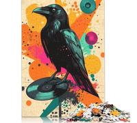 500 Pieces Raven on Vinyl Record Pop Art Jigsaw Puzzles Puzzles for Teenagers Gifts for Adults Puzzle Gifts 500pcs (52x38cm)