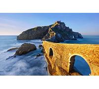 500 pieces - Recycled Wood Head - Premium Quality Adult Puzzle - Sea, Rocks, Island, Spain, Basque Country, 52x38CM