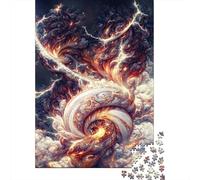 500 Pieces Red Fire Storm Creative Square Wooden Jigsaw Puzzles for Adults Educational Game Challenge Toy 500pcs (52x38cm)