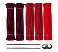 500 Pieces Red Pipe Cleaners Craft Set, Chenille Stems Bulk, Fluffy Fuzzy Sticks for Flower Crafts, Includes Green Floral Tape & 30cm Stem Wires, Wire Sculpture Supplies for DIY Bouquets