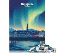 500 Pieces Reykjavik Aurora Borealis Creative Square Jigsaw Puzzles for Adults And Wooden Puzzles Challenging Game 500pcs (52x38cm)