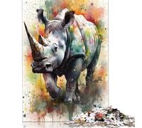 500 Pieces Rhyno Watercolors Square Jigsaw Puzzles for Adults And Wooden Puzzles 500pcs (52x38cm)