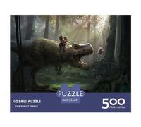 500 Pieces Ride A Dinosaur Jigsaw Square Puzzle for Adults Wooden Puzzles Unique Challenge Games 500pcs (52x38cm)