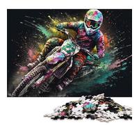 500 Pieces Riding Dirt Bike Jigsaw Puzzles for Adults Wood Puzzle Jigsaws Puzzling for Gift 500pcs (52x38cm)