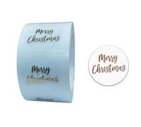 500 Pieces/Roll Clear Merry Christmas Stickers Round Adhesive Bronzing Tags Label Stickers Thank You Cards Sealing Label Christmas Cardstock