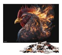 500 Pieces Rooster Made by Fire Jigsaw Puzzles Wooden Puzzles for Adults & Teenager Brain Teaser Puzzles For Adults 500pcs (52x38cm)