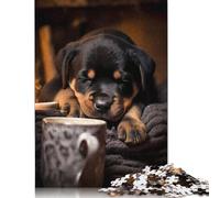 500 Pieces Rottweiler Dog Coffee Pup for Adults Difficult Jigsaw Puzzles Puzzles Jigsaw Puzzles for Adults 500pcs (52x38cm)