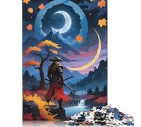 500 Pieces Samurai Japanese Moonlight Jigsaw Puzzle Puzzles for Adults & Teenager for Adults Teenagers Age 14+ 500pcs (52x38cm)