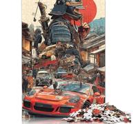 500 Pieces Samurai Streets Fusion of Past And Present Square Jigsaw Puzzles for Adults And Wooden Puzzles Children Puzzles 500pcs (52x38cm)