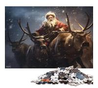 500 Pieces Santa And Rudolph Jigsaw Puzzles Wooden Puzzles for Adults & Teenager Brain Teaser Puzzles For Adults 500pcs (52x38cm)
