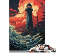 500 Pieces Sea Lighthouse Puzzle Jigsaw, Difficulty Puzzle Jigsaw Educational Game Toy Family Decoration 500pcs (52x38cm)