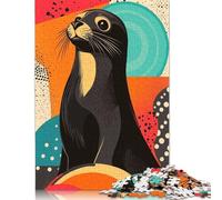 500 Pieces Seal Pop Art Playful Seal Illustration Vibrant Seal Pop Art Design Puzzle for Adults Puzzles for Adults & Teenager Secret Santa Gifts 500pcs (52x38cm)