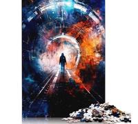 500 Pieces Silhouette in A Futuristic Tunnel Creative Square Jigsaw Puzzles for Adults & Wooden Puzzles Challenging Game 500pcs (52x38cm)