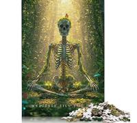 500 Pieces Skeleton Meditating in Forest for Adults Difficult Jigsaw Puzzles Wooden Puzzles for Adults Family Entertainment Toys 500pcs (52x38cm)